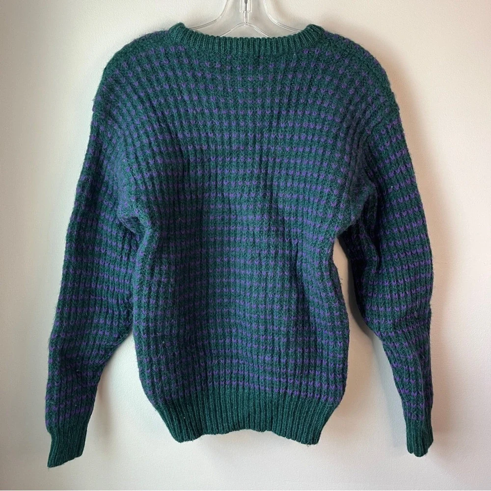 Vtg Woolrich Sweater Sz Medium 60s Knit Teal/Purple Wool